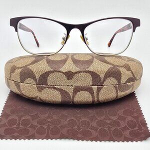 Coach HC5074 9241 Satin Purple Gold/Purple Confetti Cat Eye Eyeglasses Frame